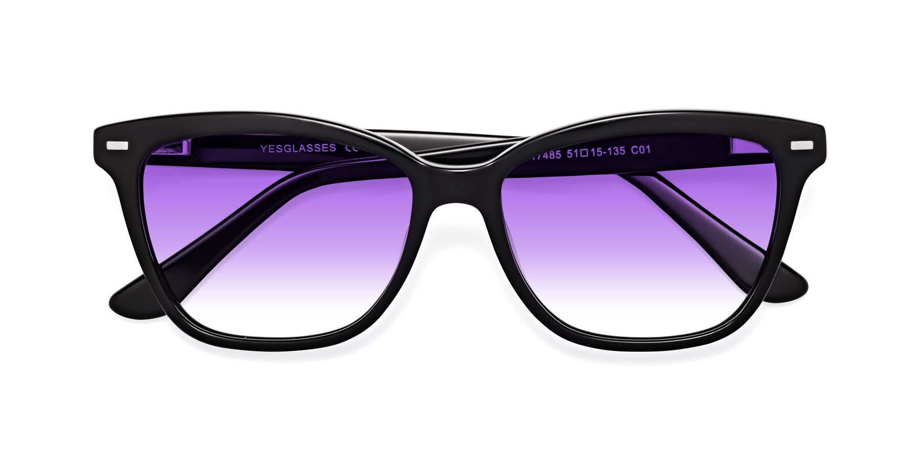 Folded Front of 17485 in Black with Purple Gradient Lenses