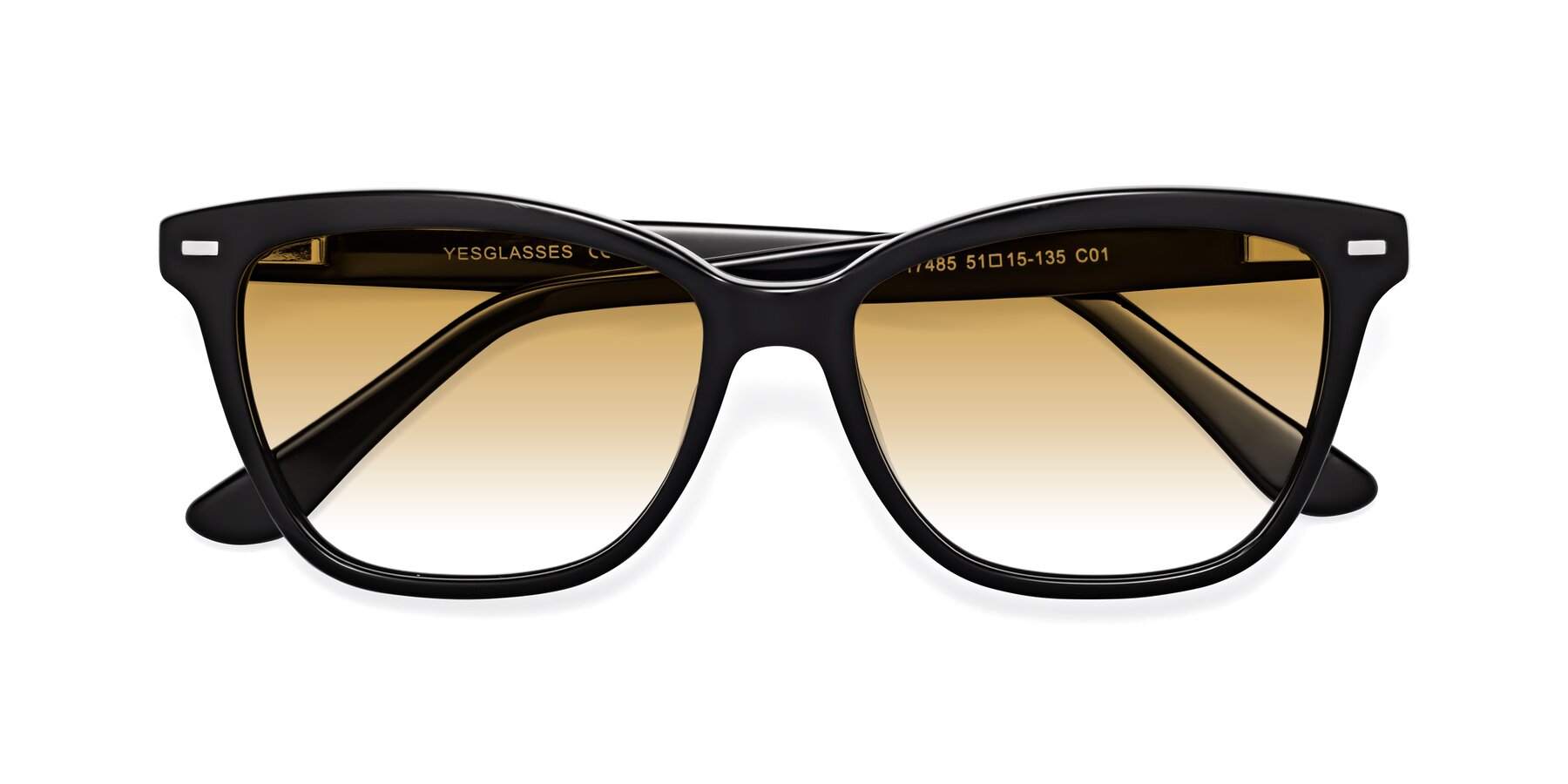 Folded Front of 17485 in Black with Champagne Gradient Lenses
