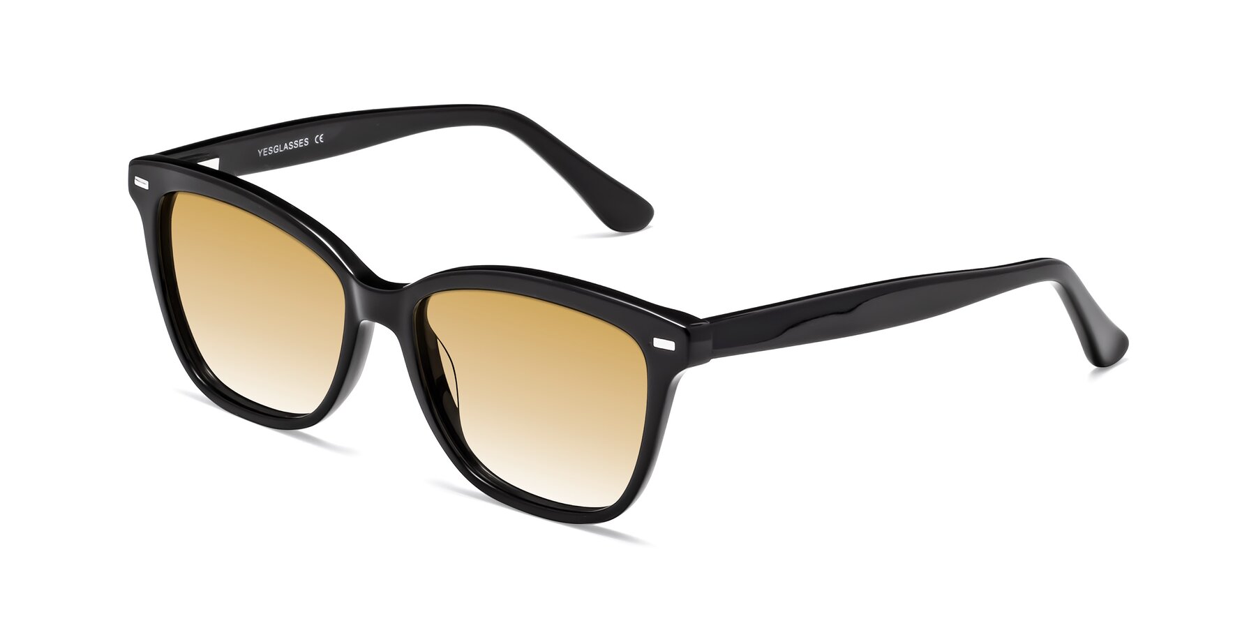 Angle of 17485 in Black with Champagne Gradient Lenses