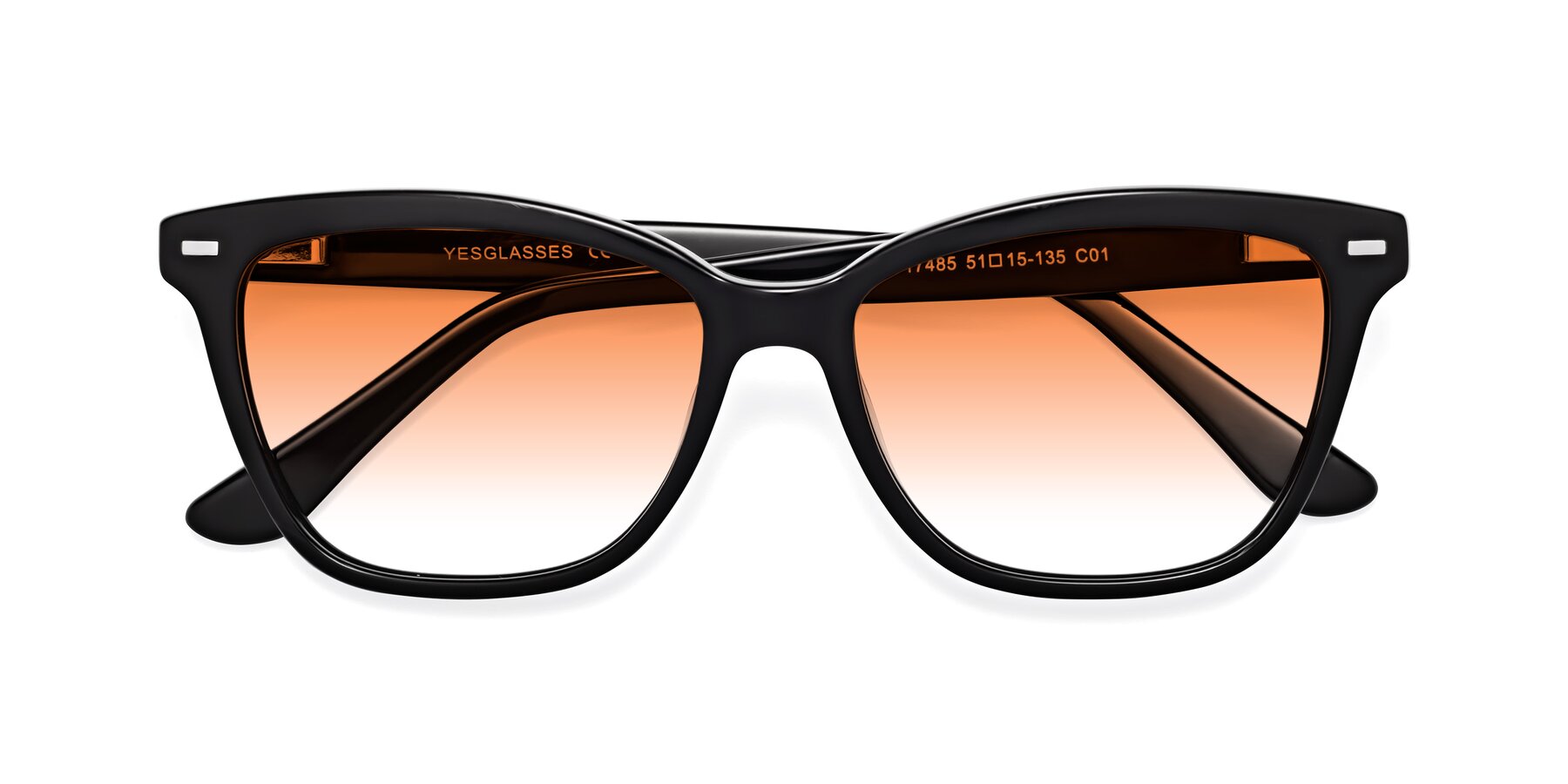 Folded Front of 17485 in Black with Orange Gradient Lenses