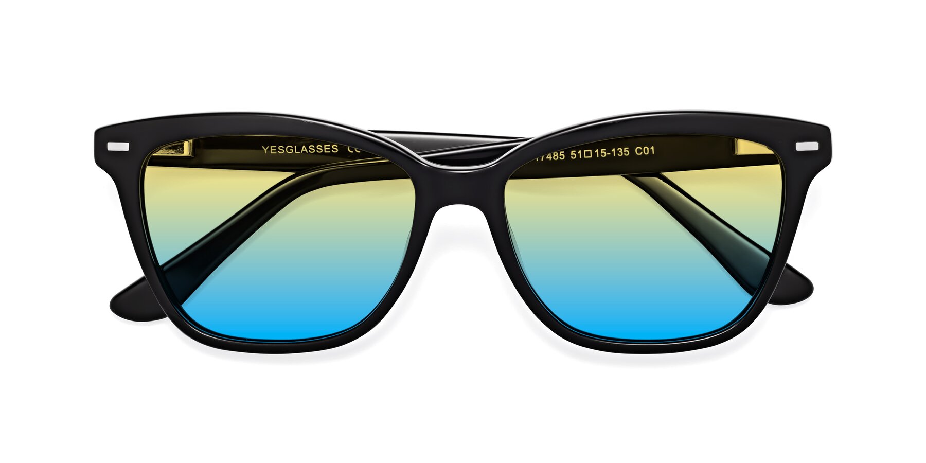 Folded Front of 17485 in Black with Yellow / Blue Gradient Lenses