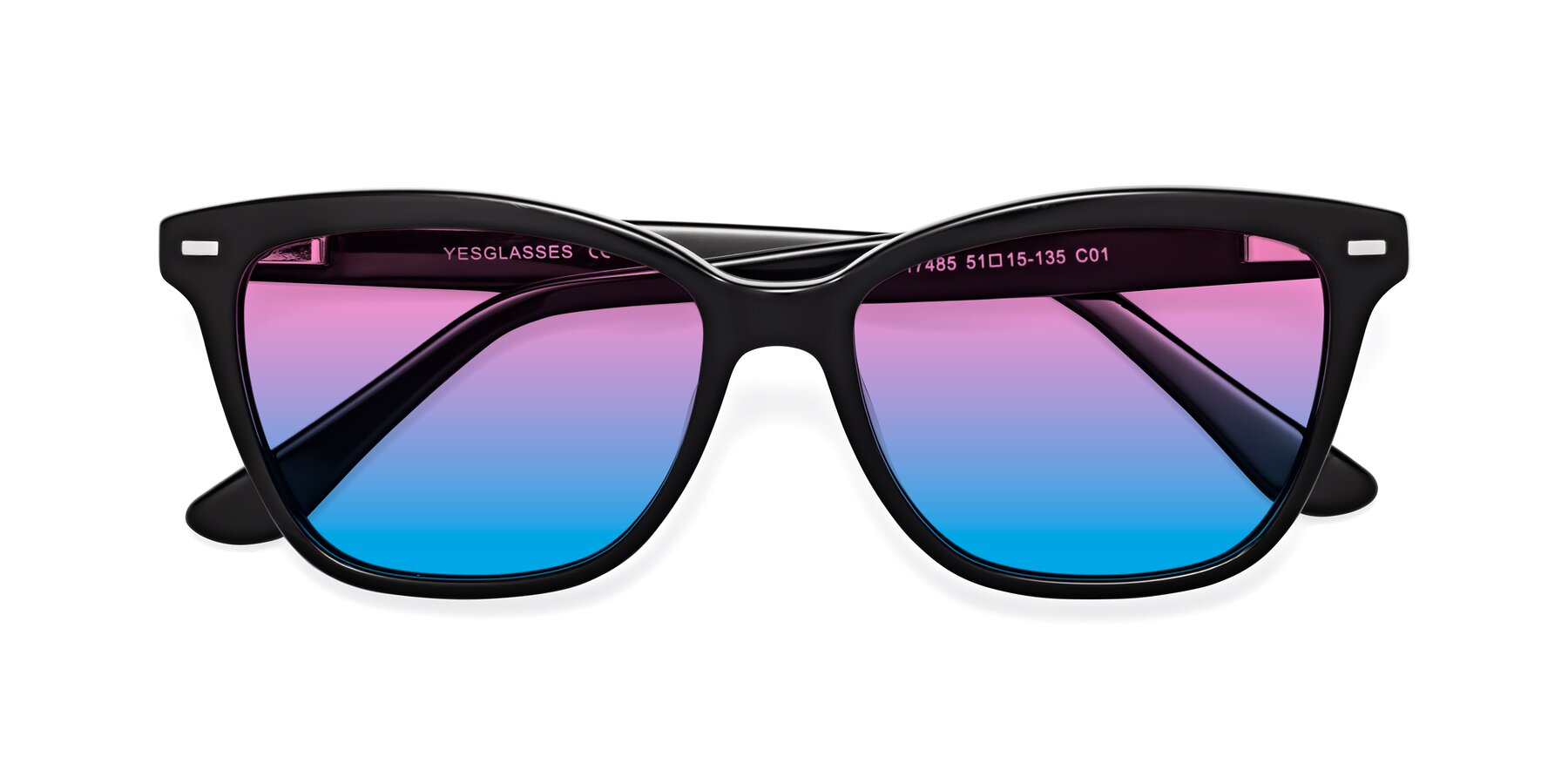 Folded Front of 17485 in Black with Pink / Blue Gradient Lenses