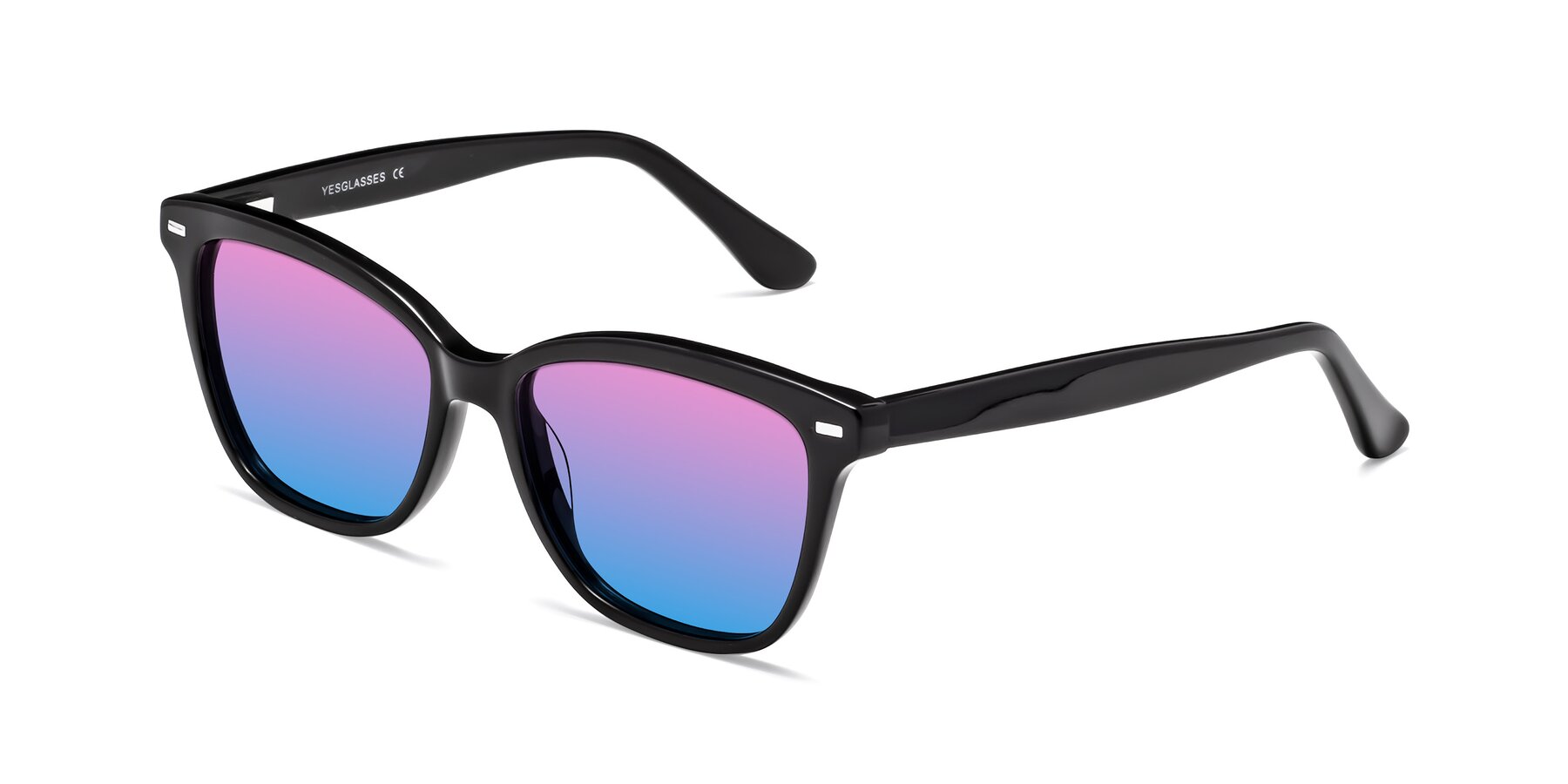 Angle of 17485 in Black with Pink / Blue Gradient Lenses