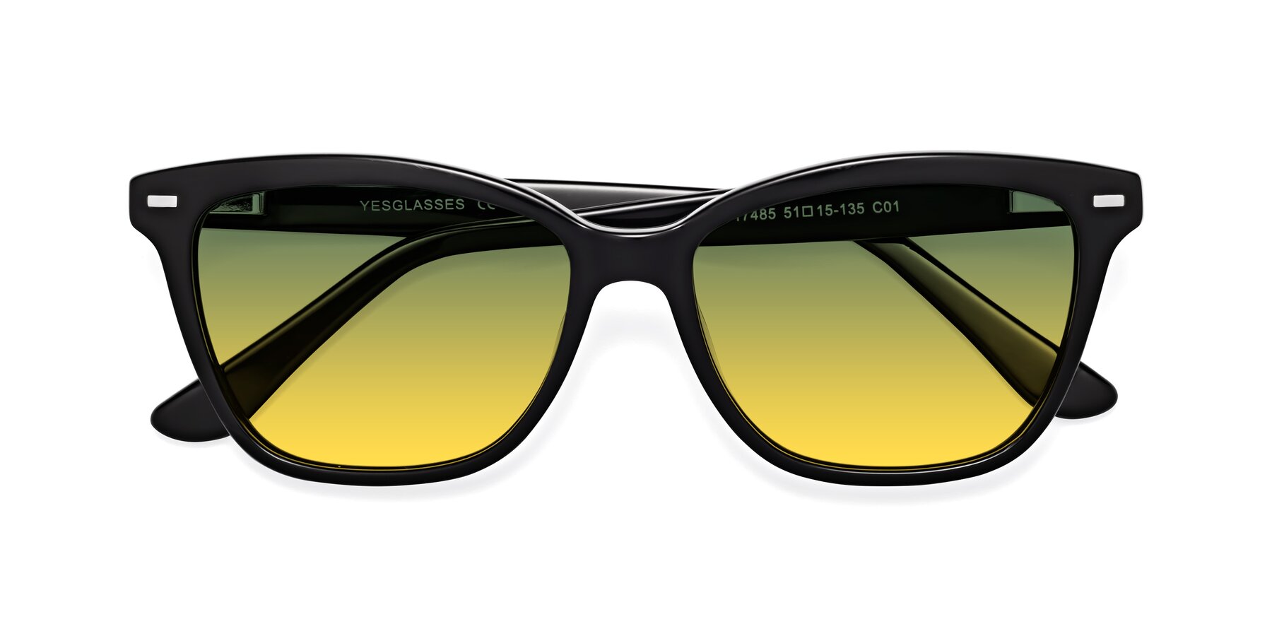 Folded Front of 17485 in Black with Green / Yellow Gradient Lenses
