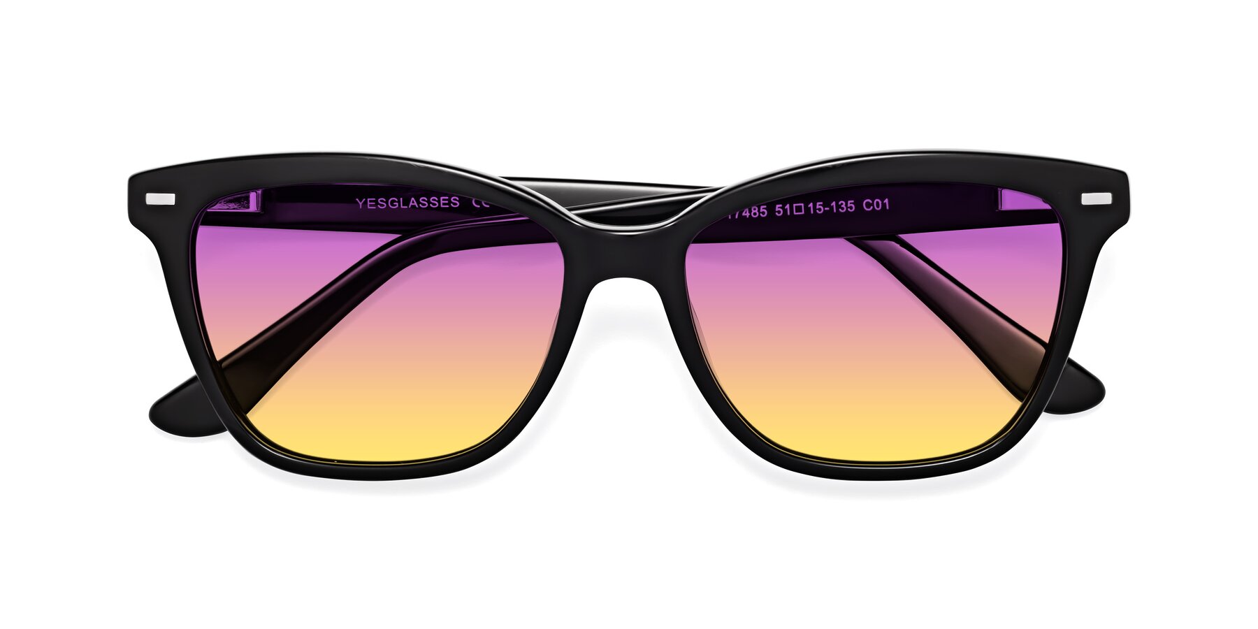 Folded Front of 17485 in Black with Purple / Yellow Gradient Lenses