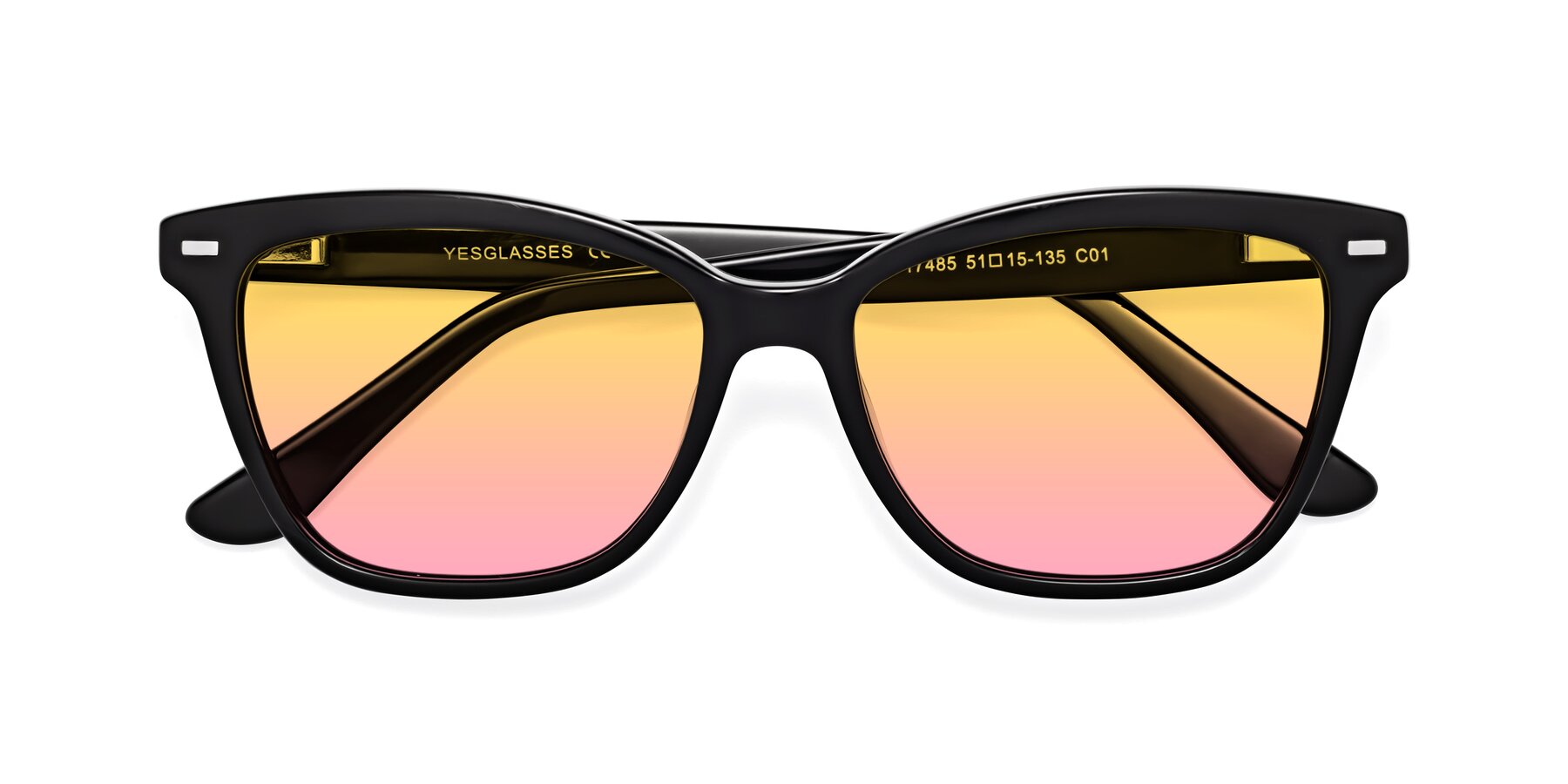 Folded Front of 17485 in Black with Yellow / Pink Gradient Lenses