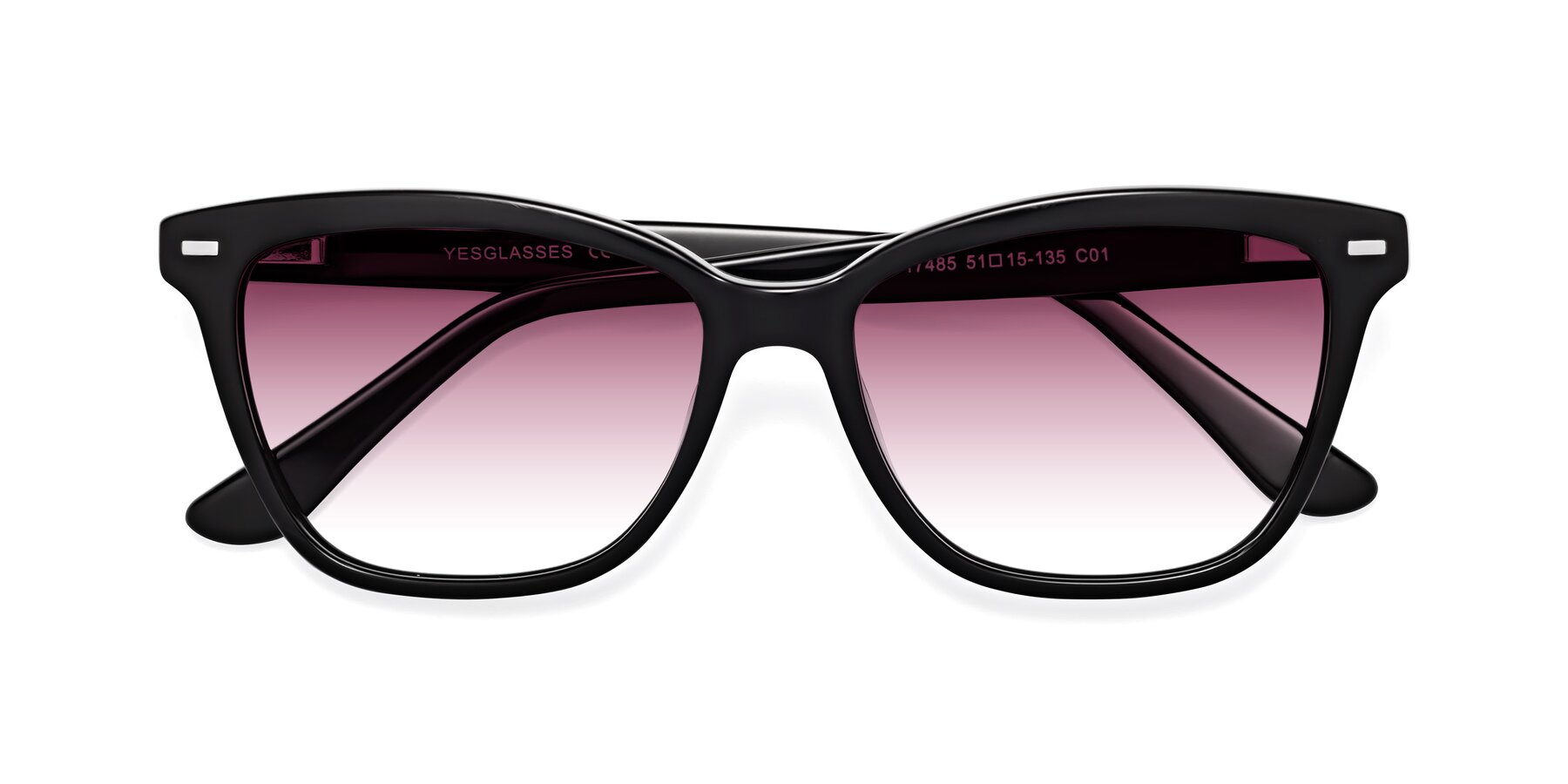 Folded Front of 17485 in Black with Wine Gradient Lenses