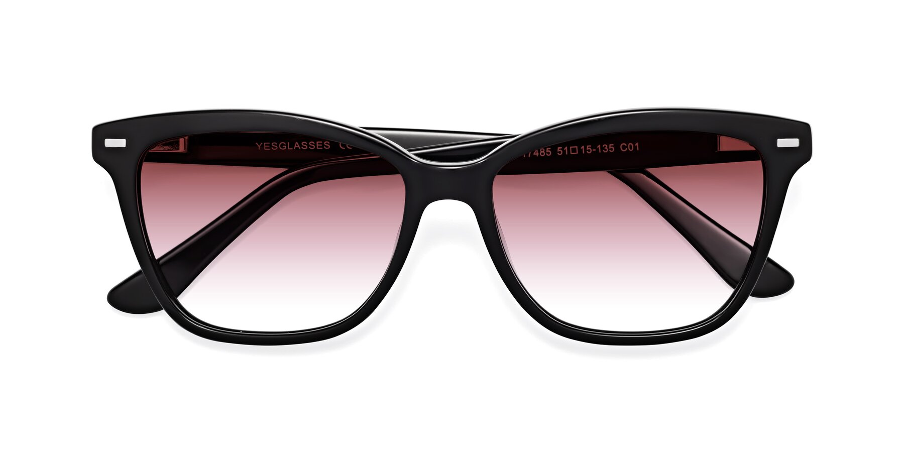 Folded Front of 17485 in Black with Garnet Gradient Lenses