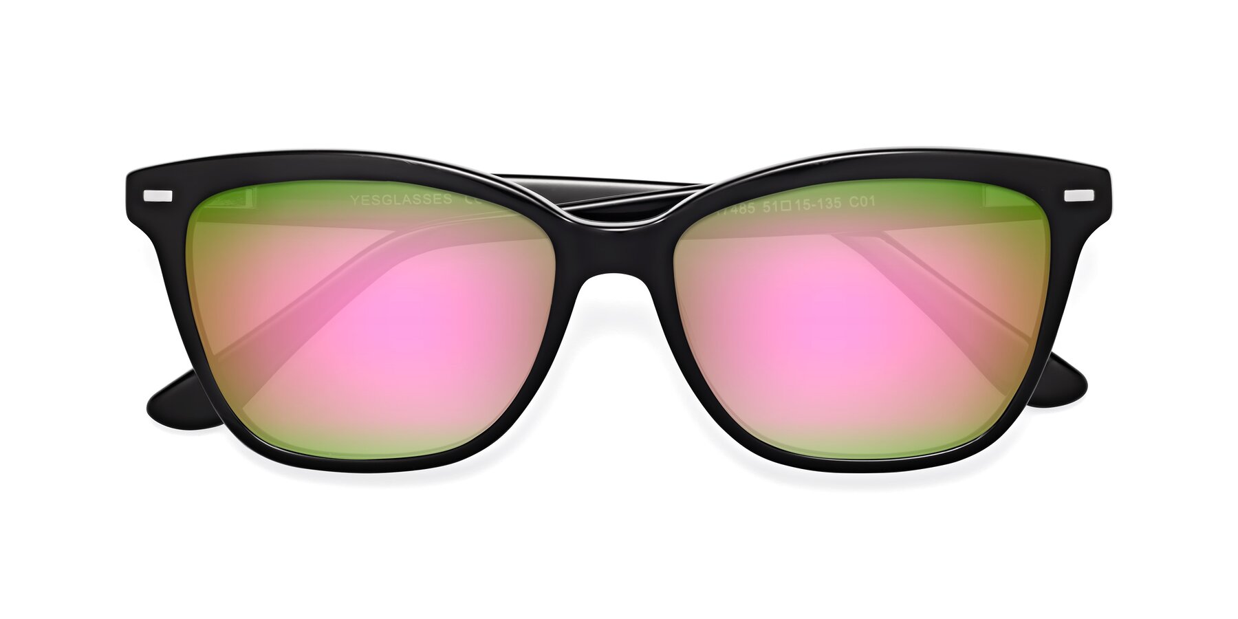 Folded Front of 17485 in Black with Pink Mirrored Lenses