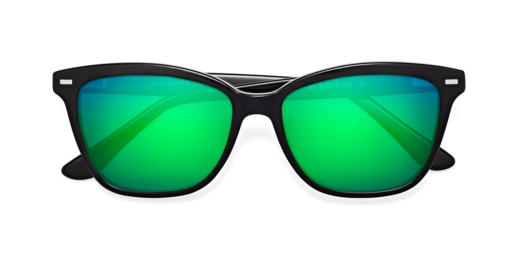 Folded Front of 17485 in Black with Green Mirrored Lenses