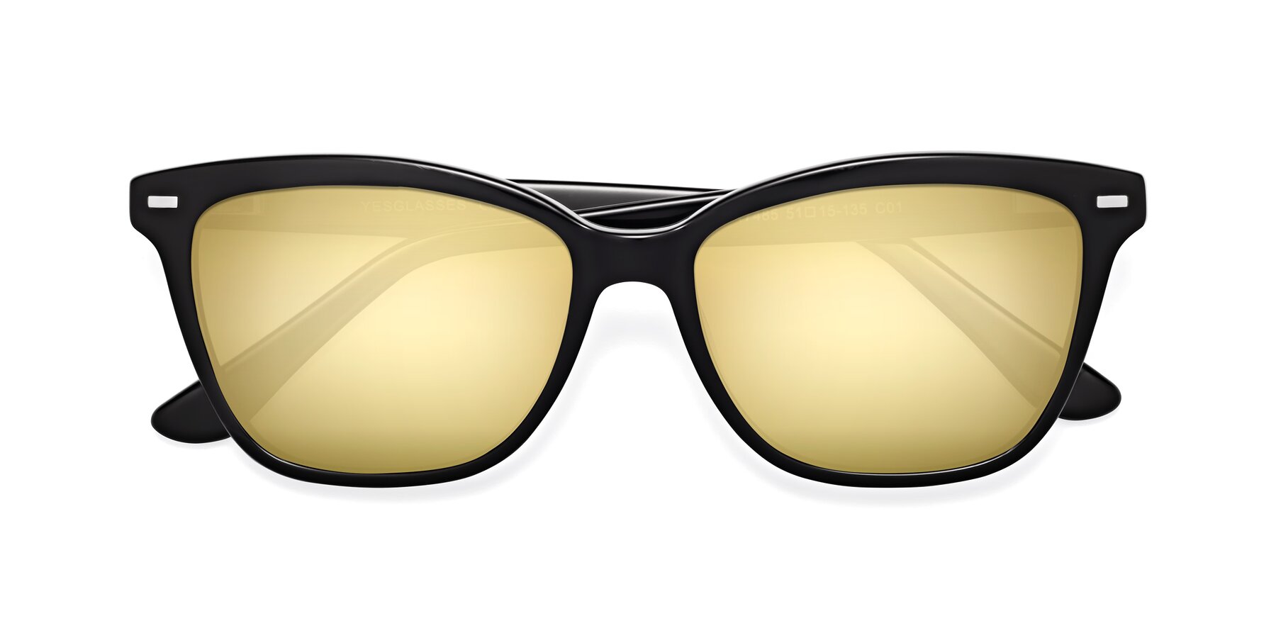 Folded Front of 17485 in Black with Gold Mirrored Lenses