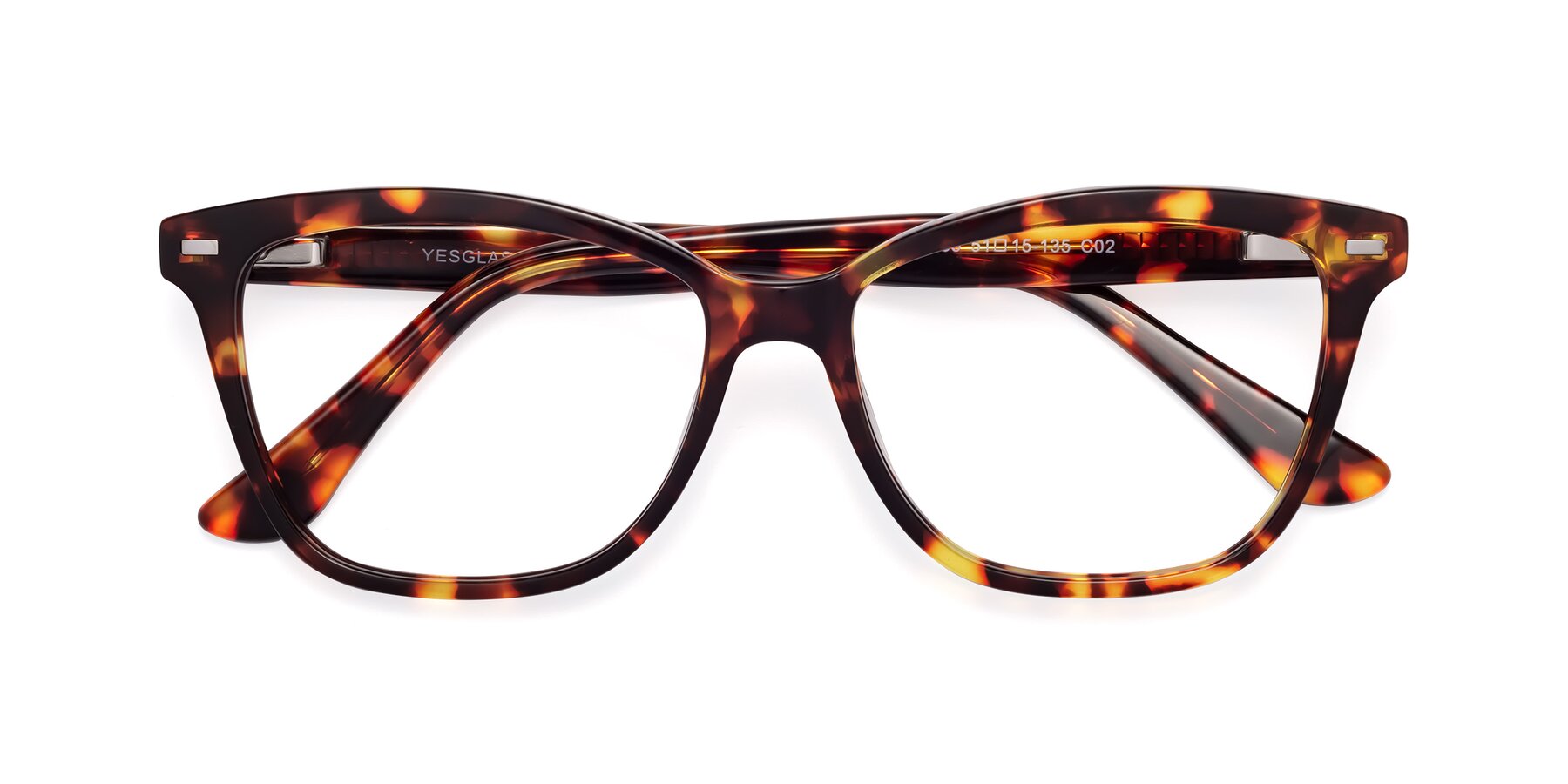 Folded Front of 17485 in Tortoise with Clear Reading Eyeglass Lenses