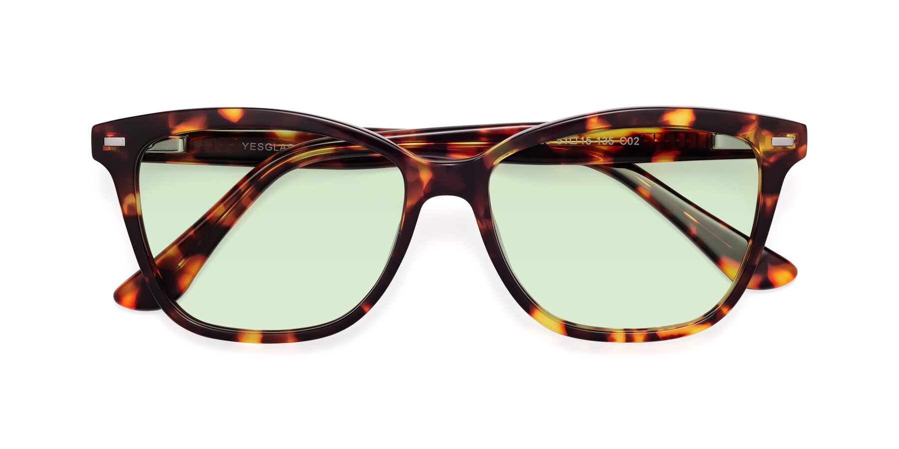 Folded Front of 17485 in Tortoise with Light Green Tinted Lenses