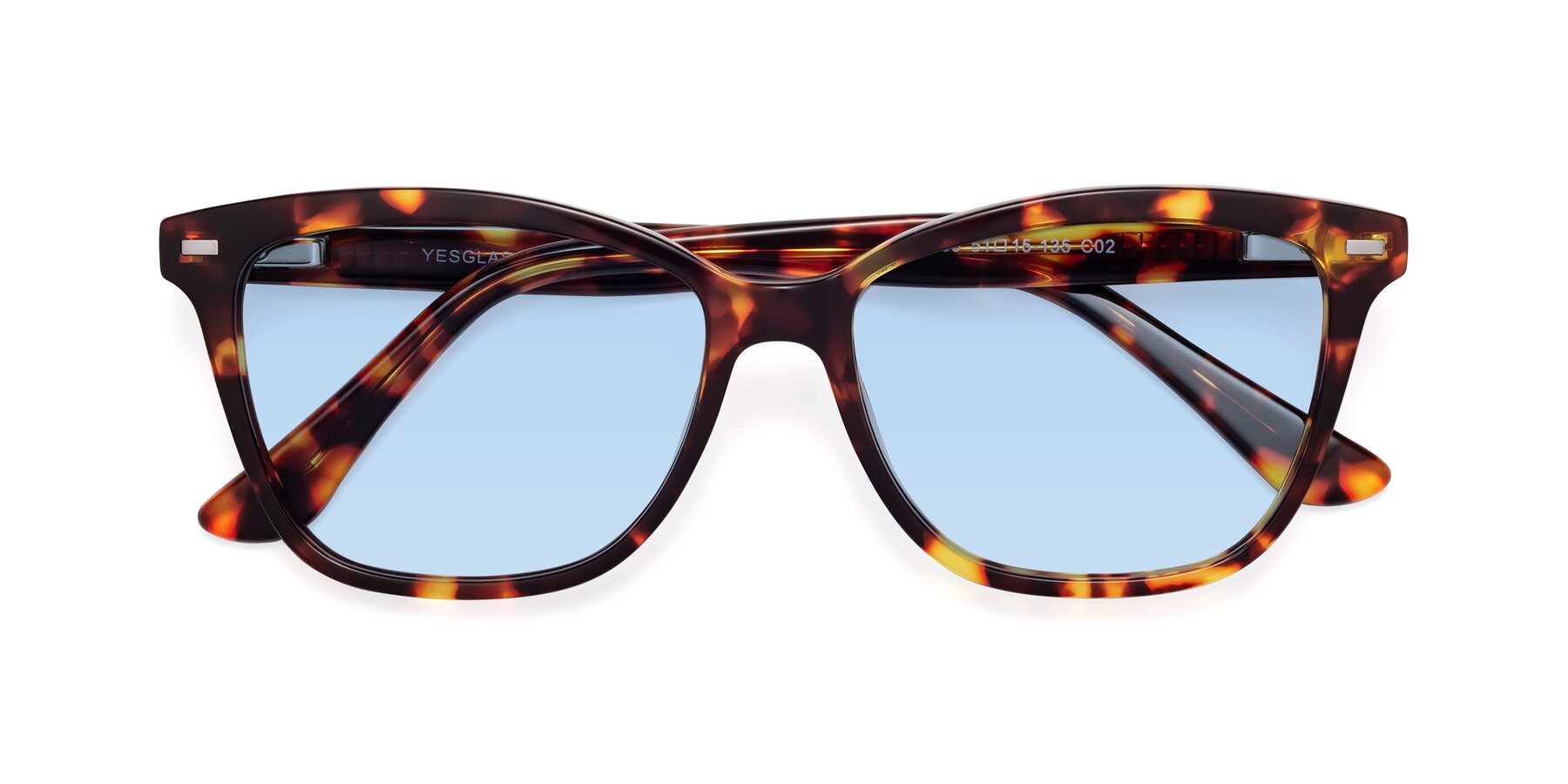 Folded Front of 17485 in Tortoise with Light Blue Tinted Lenses