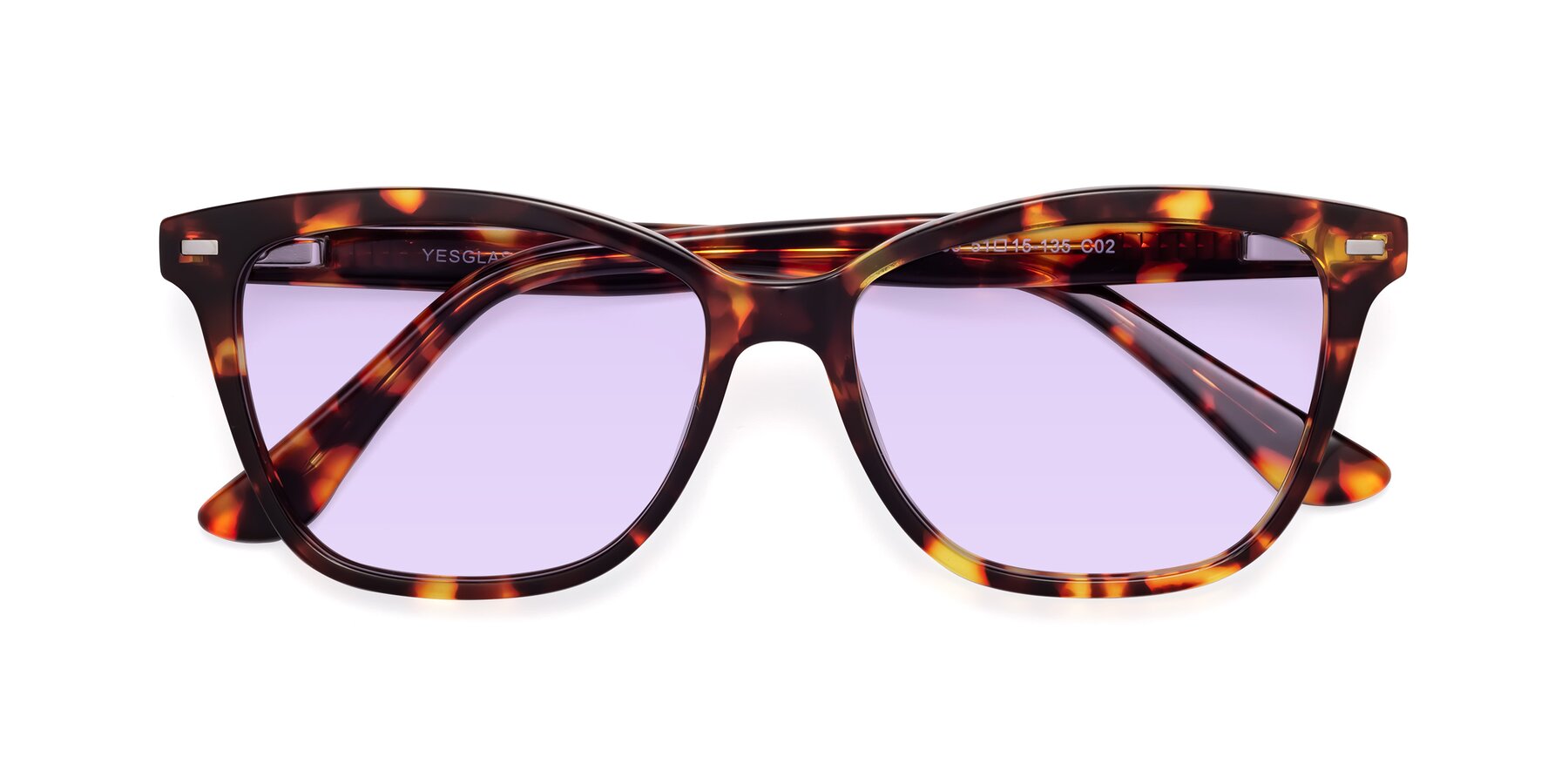 Folded Front of 17485 in Tortoise with Light Purple Tinted Lenses