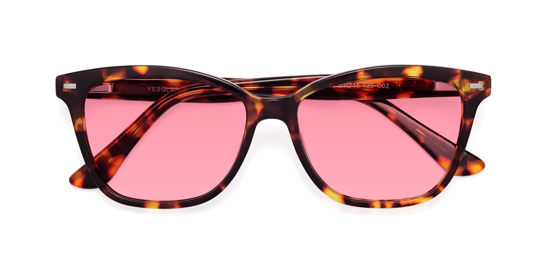 Folded Front of 17485 in Tortoise with Pink Tinted Lenses