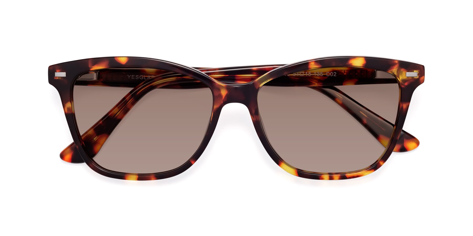 Folded Front of 17485 in Tortoise with Medium Brown Tinted Lenses