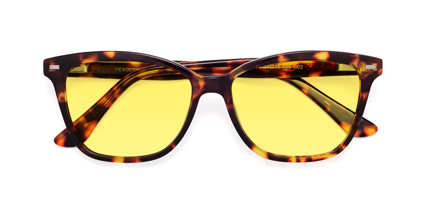 Folded Front of 17485 in Tortoise with Medium Yellow Tinted Lenses