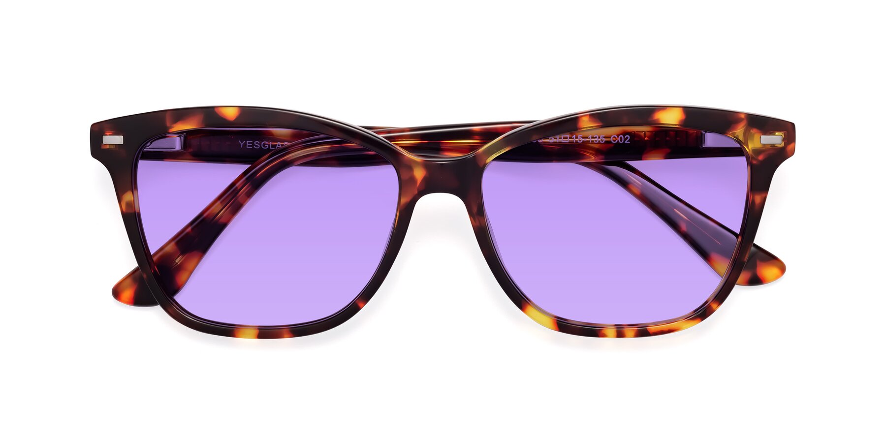 Folded Front of 17485 in Tortoise with Medium Purple Tinted Lenses