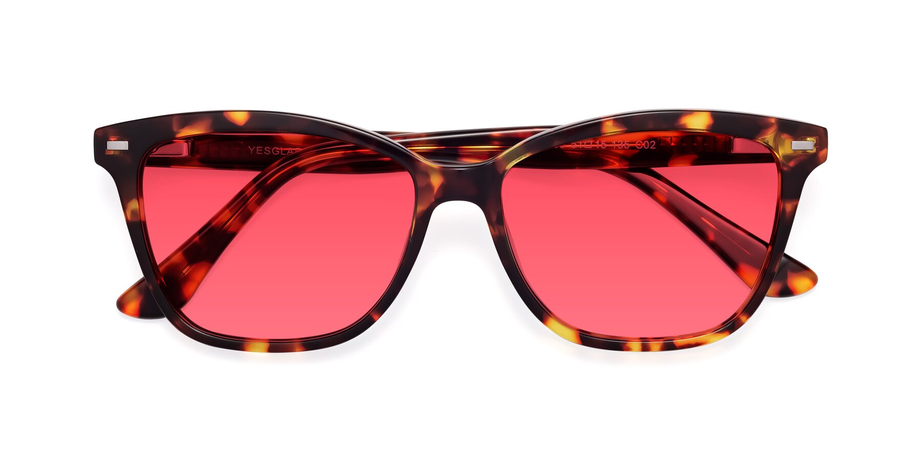 Folded Front of 17485 in Tortoise with Red Tinted Lenses