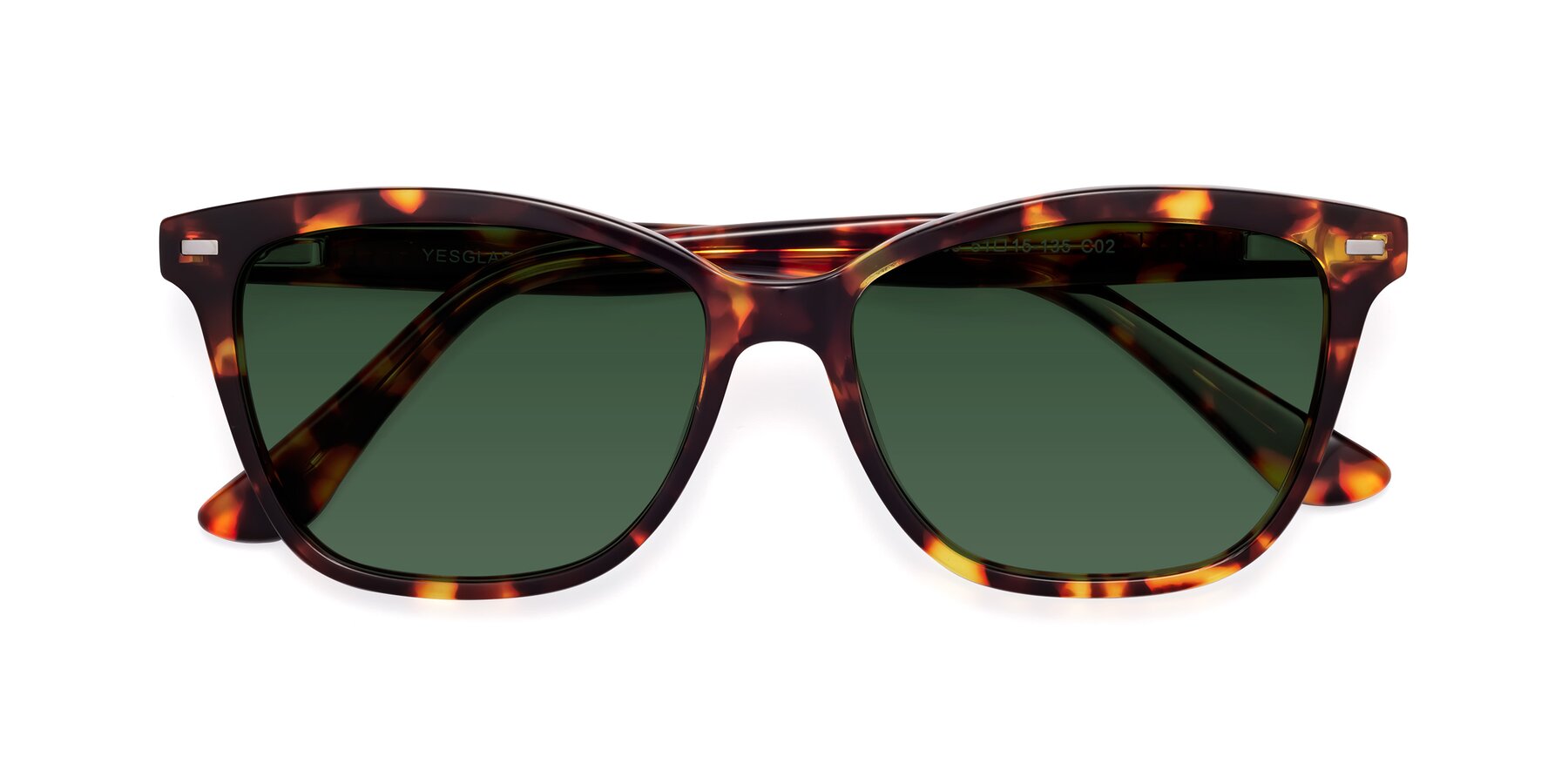 Folded Front of 17485 in Tortoise with Green Tinted Lenses