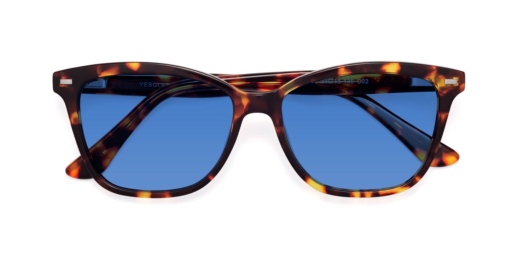 Folded Front of 17485 in Tortoise with Blue Tinted Lenses