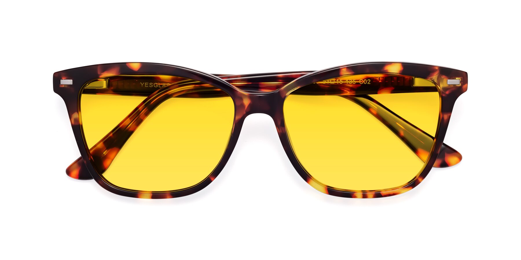 Folded Front of 17485 in Tortoise with Yellow Tinted Lenses