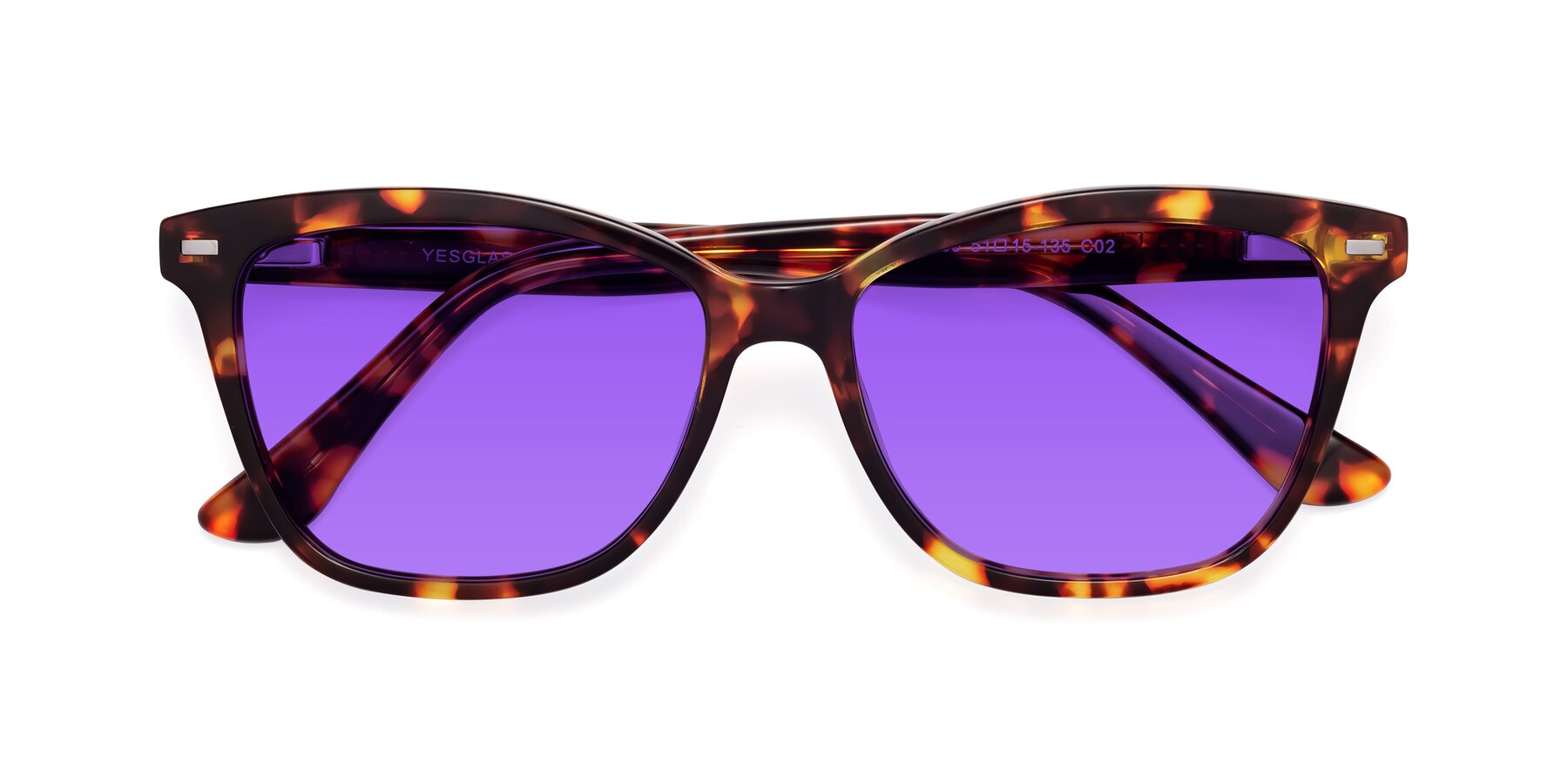 Folded Front of 17485 in Tortoise with Purple Tinted Lenses