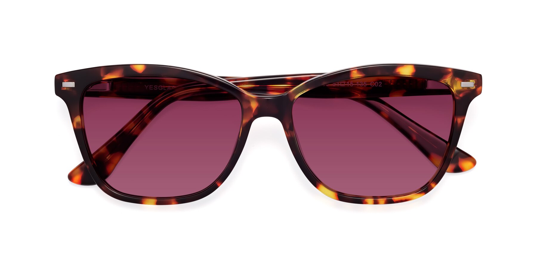 Folded Front of 17485 in Tortoise with Wine Tinted Lenses