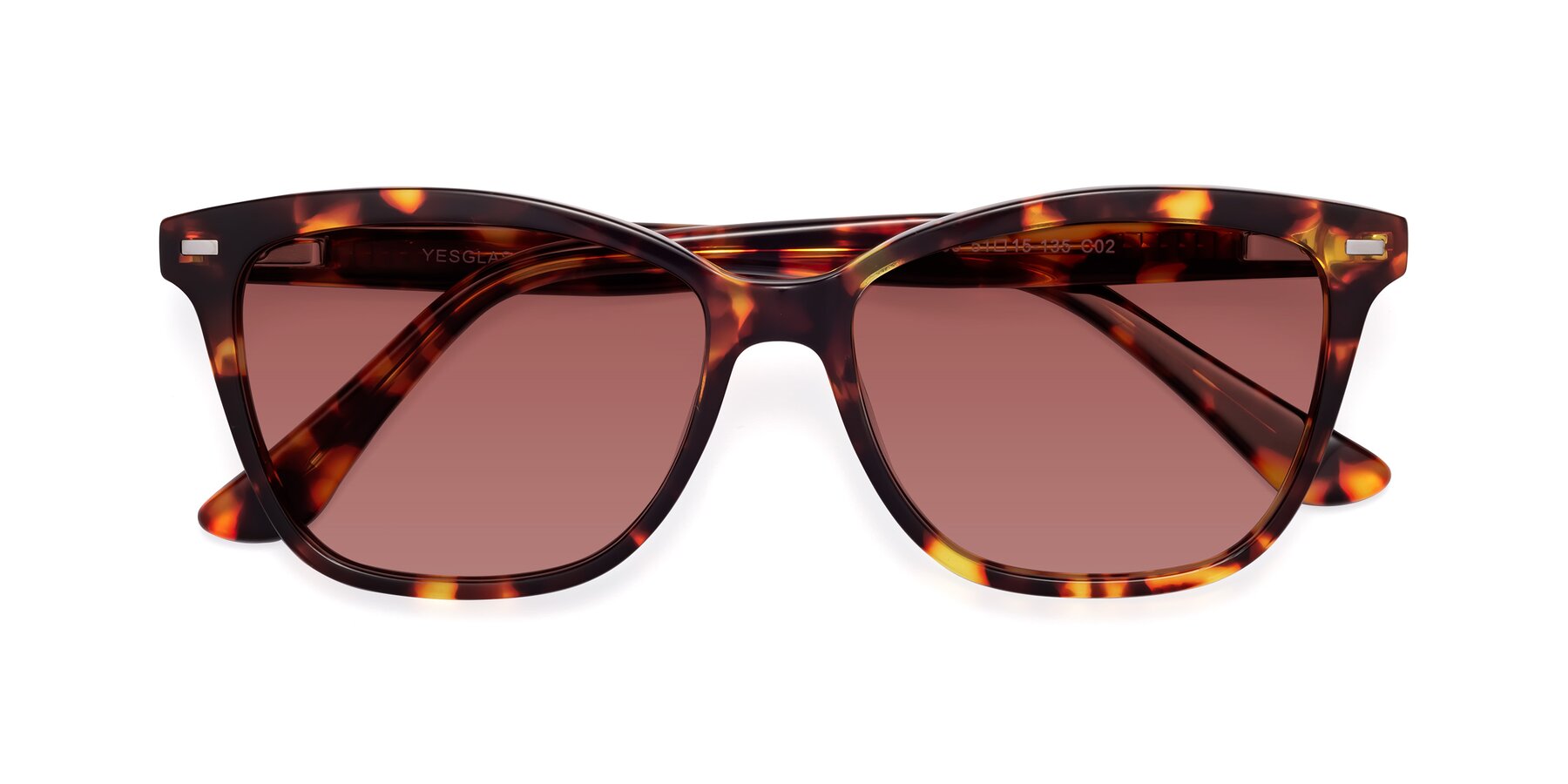 Folded Front of 17485 in Tortoise with Garnet Tinted Lenses