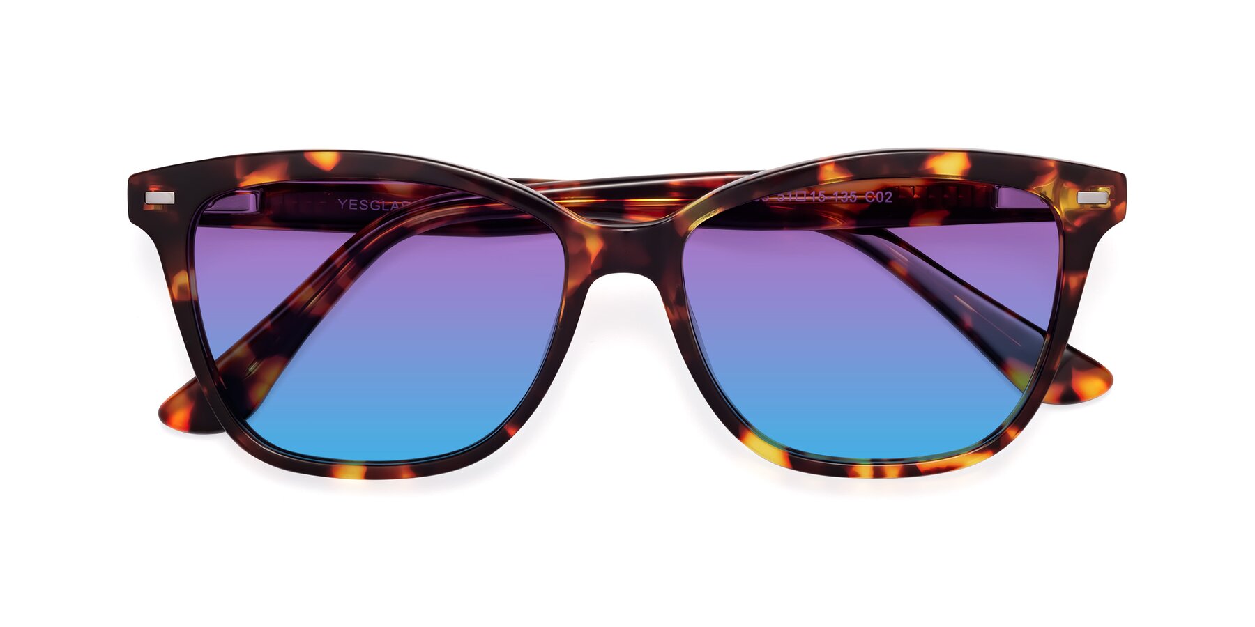 Folded Front of 17485 in Tortoise with Purple / Blue Gradient Lenses