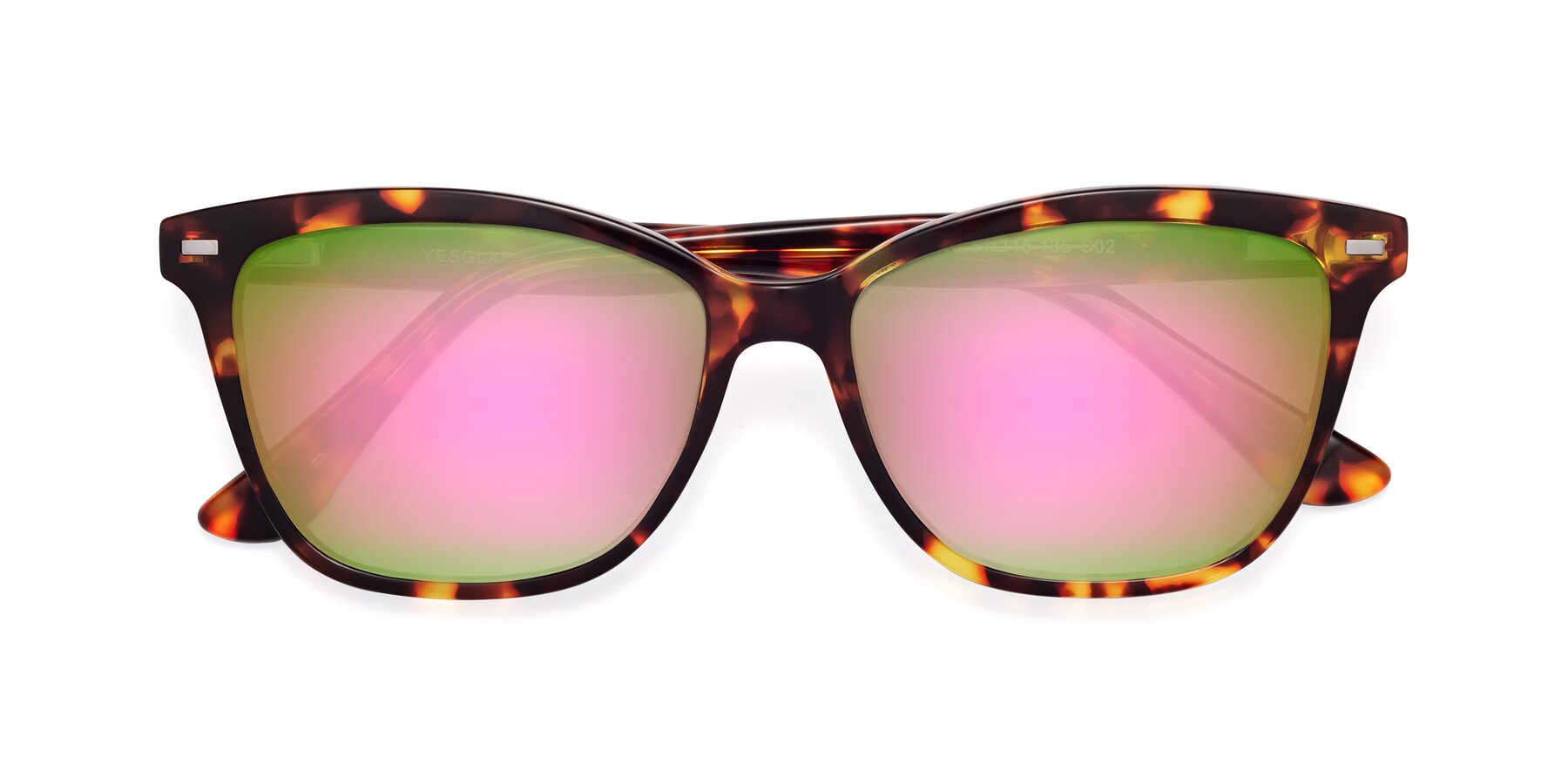 Folded Front of 17485 in Tortoise with Pink Mirrored Lenses