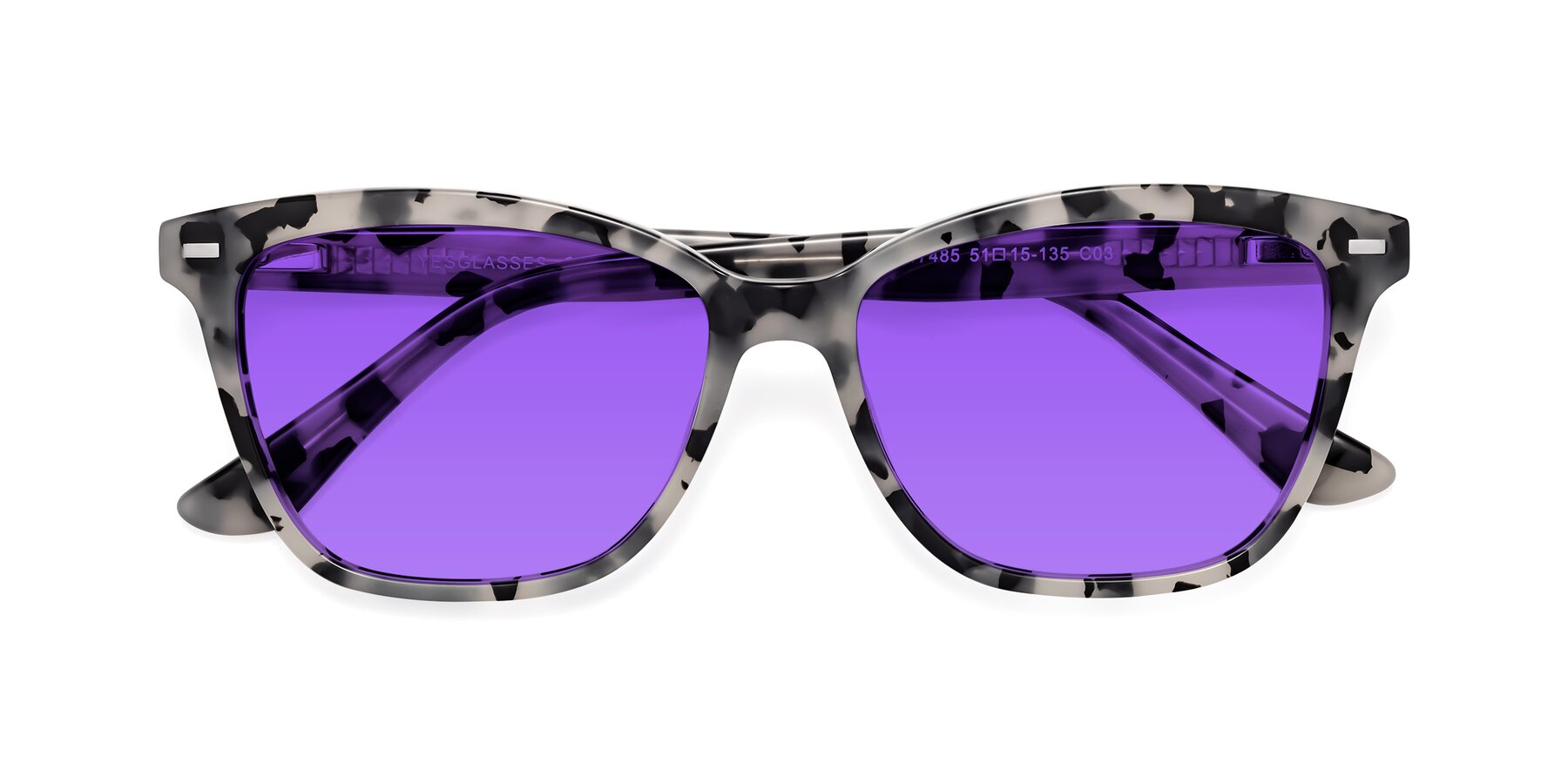 Folded Front of 17485 in Honey Tortoise with Purple Tinted Lenses