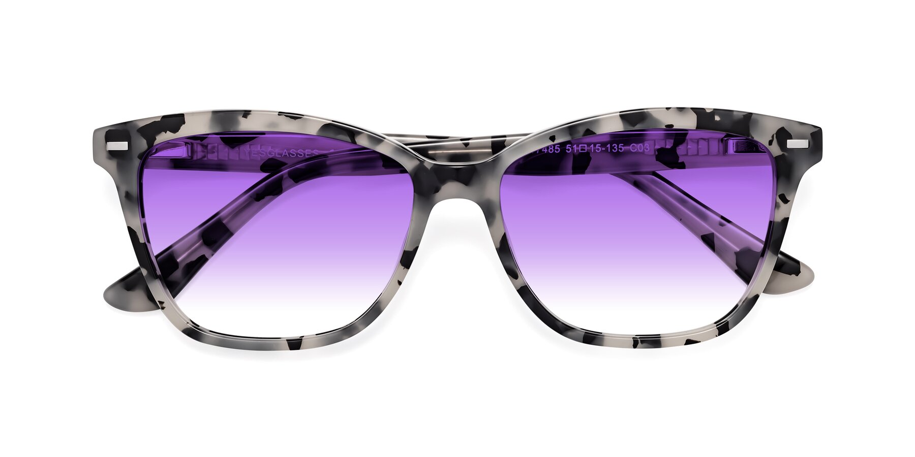 Folded Front of 17485 in Honey Tortoise with Purple Gradient Lenses