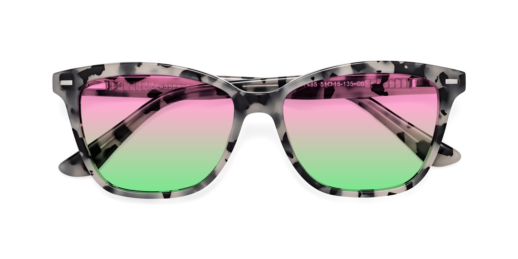 Folded Front of 17485 in Honey Tortoise with Pink / Green Gradient Lenses