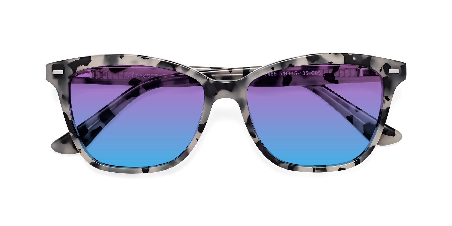 Folded Front of 17485 in Honey Tortoise with Purple / Blue Gradient Lenses
