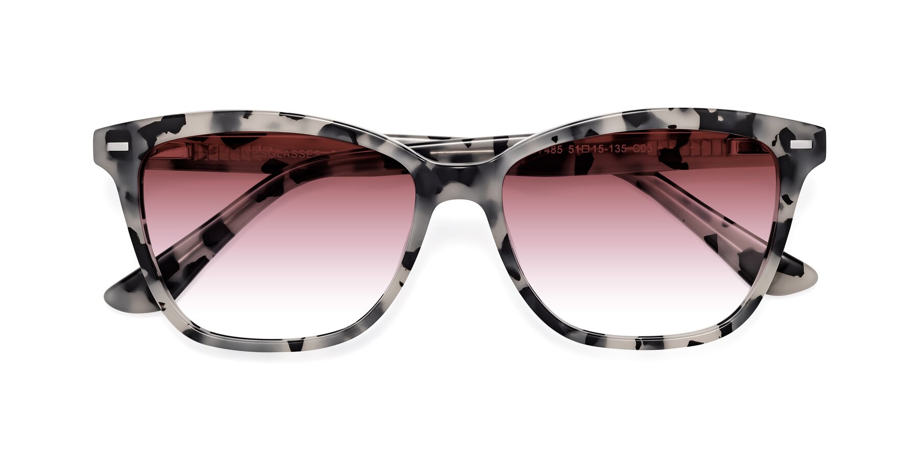 Folded Front of 17485 in Ivory Tortoise with Garnet Gradient Lenses