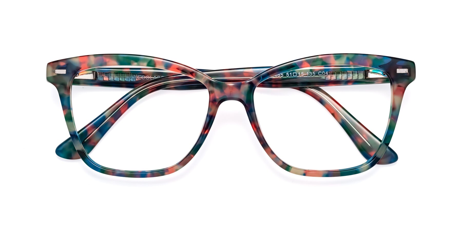 Folded Front of 17485 in Floral Tortoise with Clear Reading Eyeglass Lenses