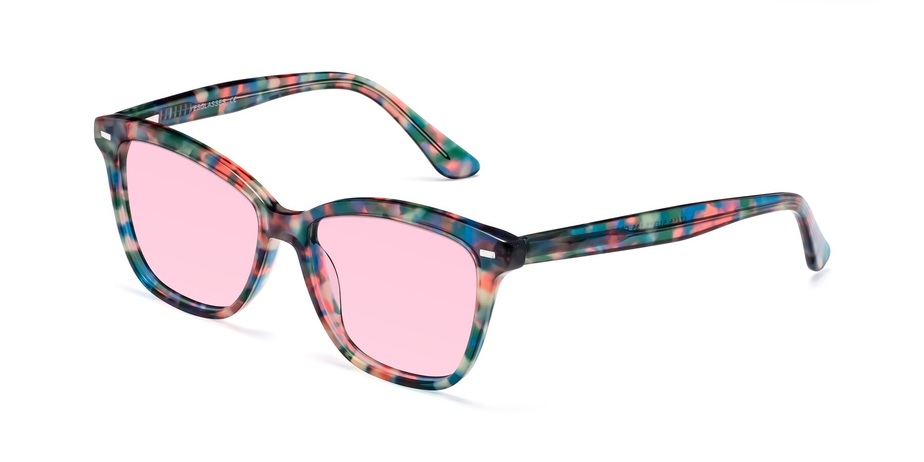 Angle of 17485 in Floral Tortoise with Light Pink Tinted Lenses