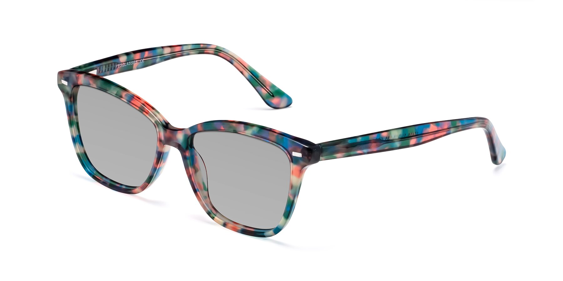 Angle of 17485 in Floral Tortoise with Light Gray Tinted Lenses