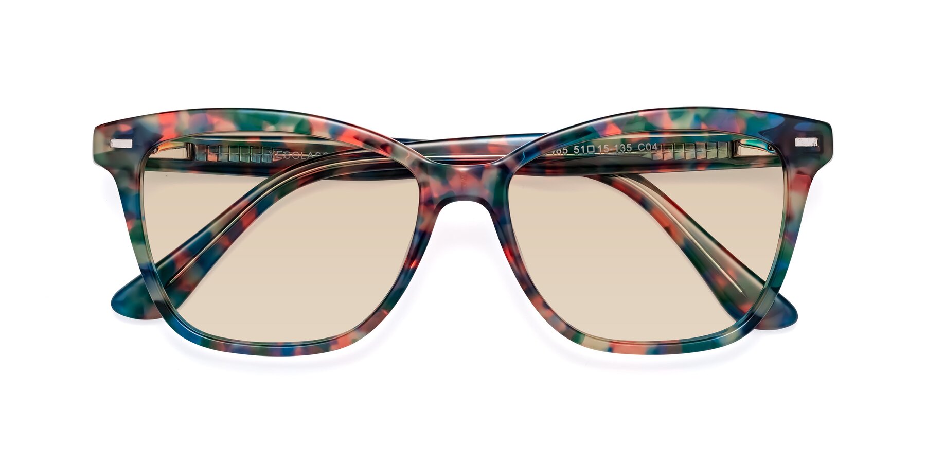 Folded Front of 17485 in Floral Tortoise with Light Brown Tinted Lenses