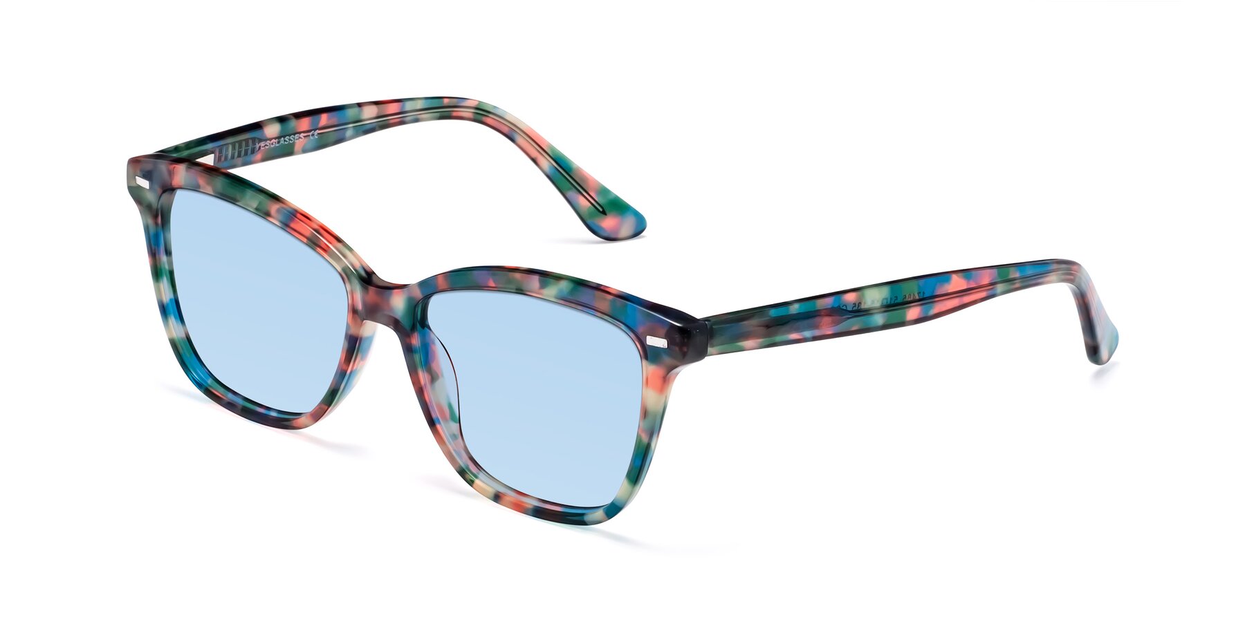 Angle of 17485 in Floral Tortoise with Light Blue Tinted Lenses