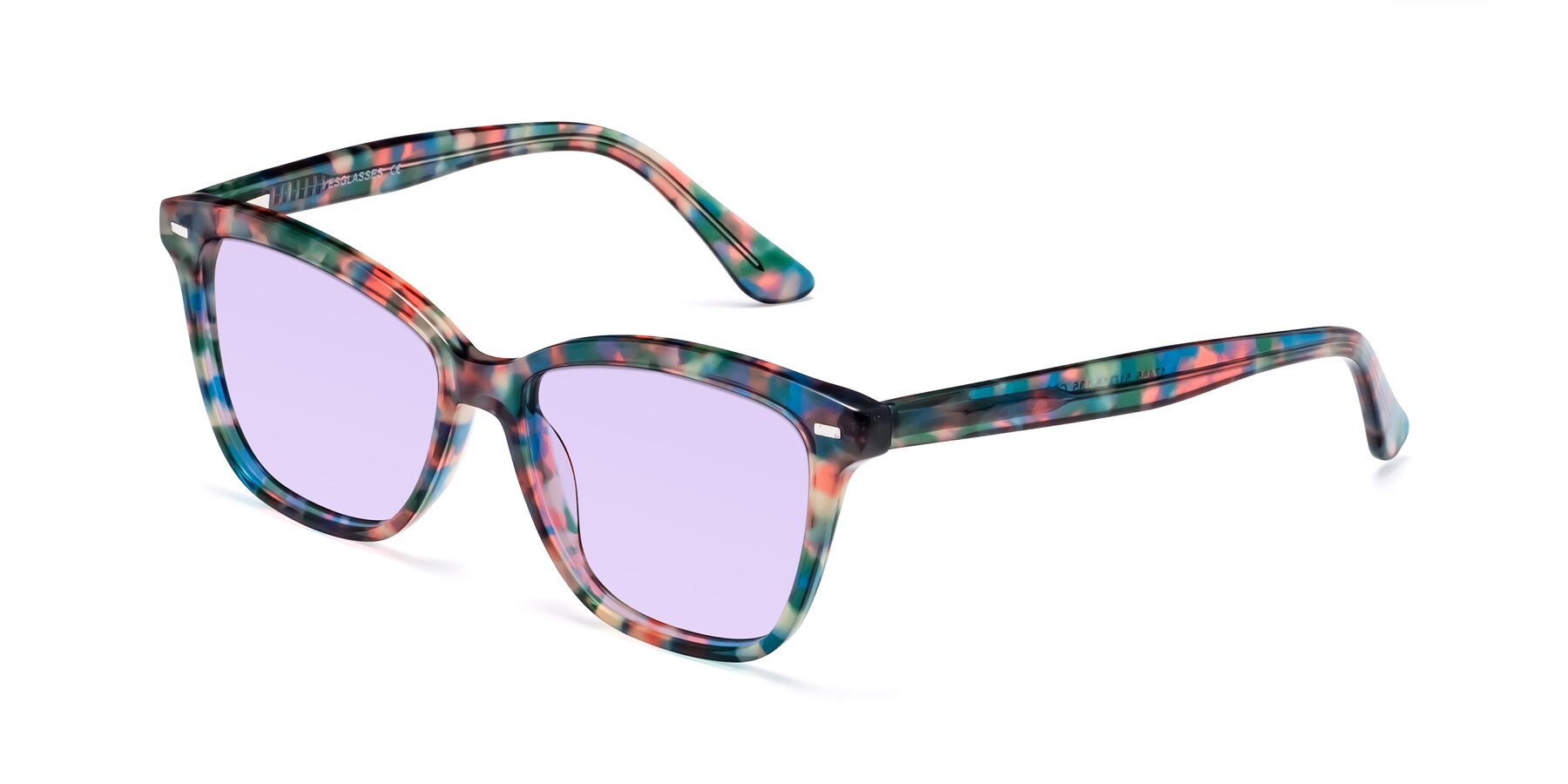 Angle of 17485 in Floral Tortoise with Light Purple Tinted Lenses