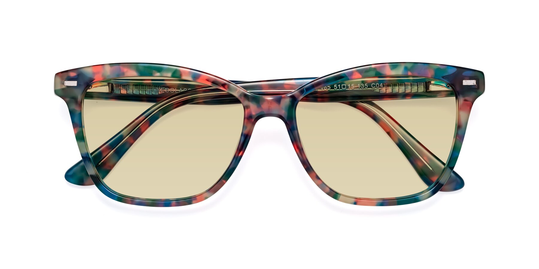 Folded Front of 17485 in Floral Tortoise with Light Champagne Tinted Lenses
