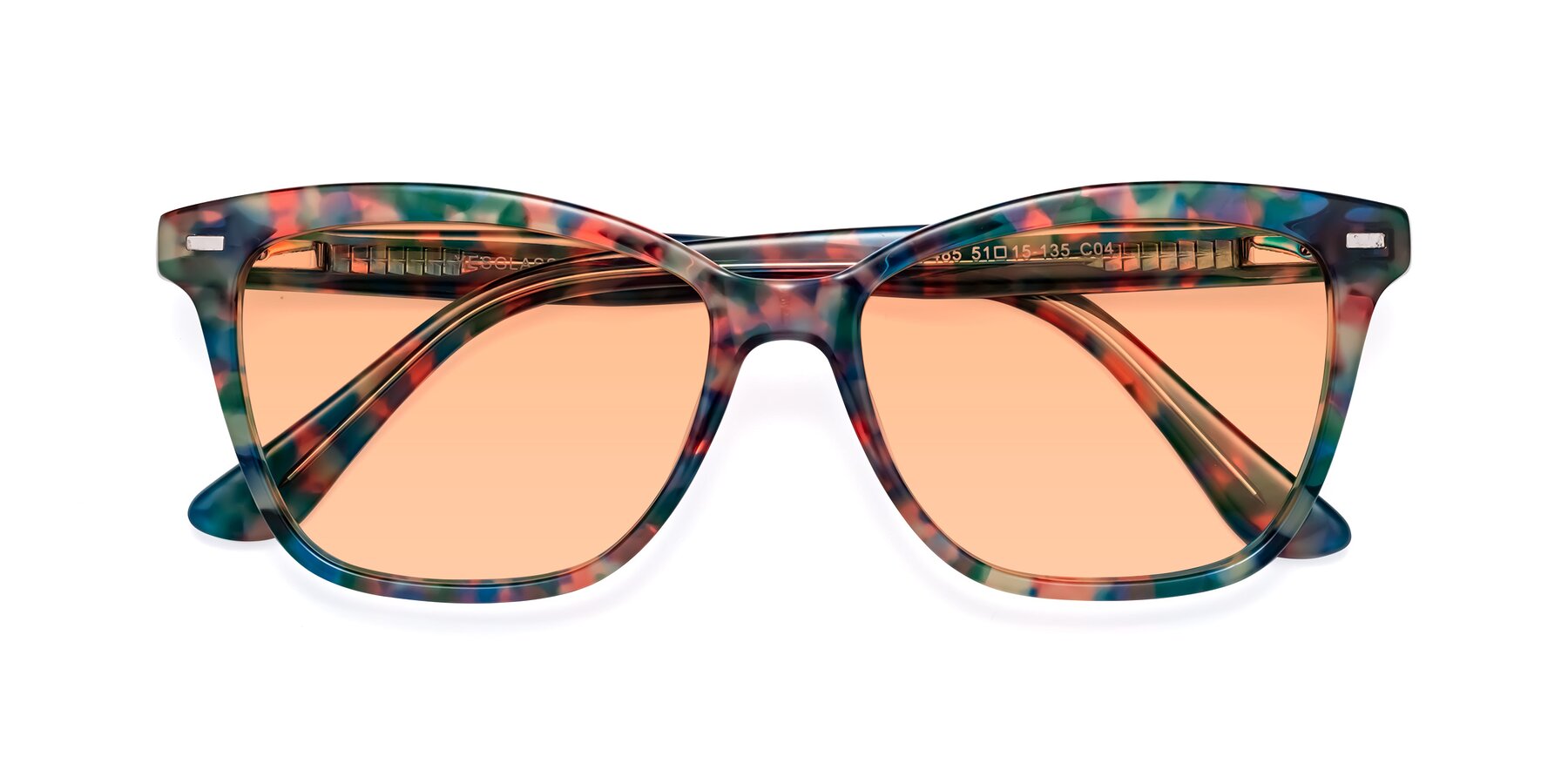 Folded Front of 17485 in Floral Tortoise with Light Orange Tinted Lenses