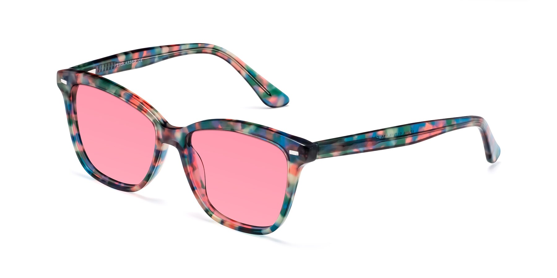 Angle of 17485 in Floral Tortoise with Pink Tinted Lenses