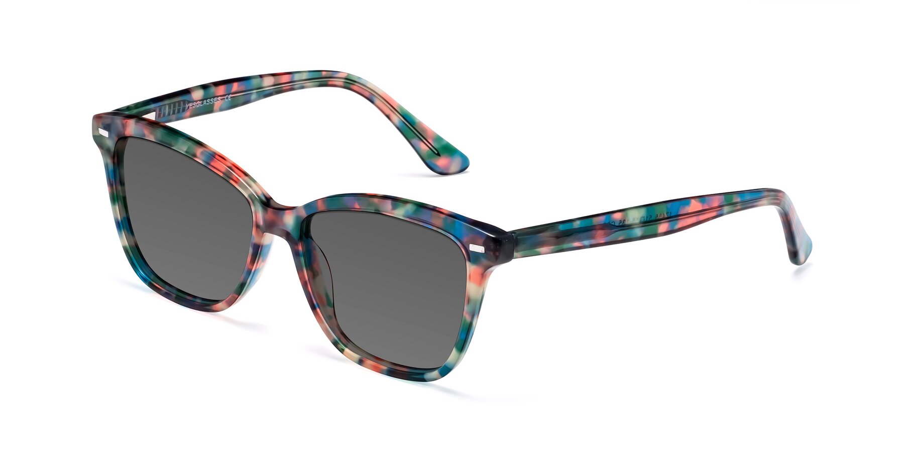 Angle of 17485 in Floral Tortoise with Medium Gray Tinted Lenses
