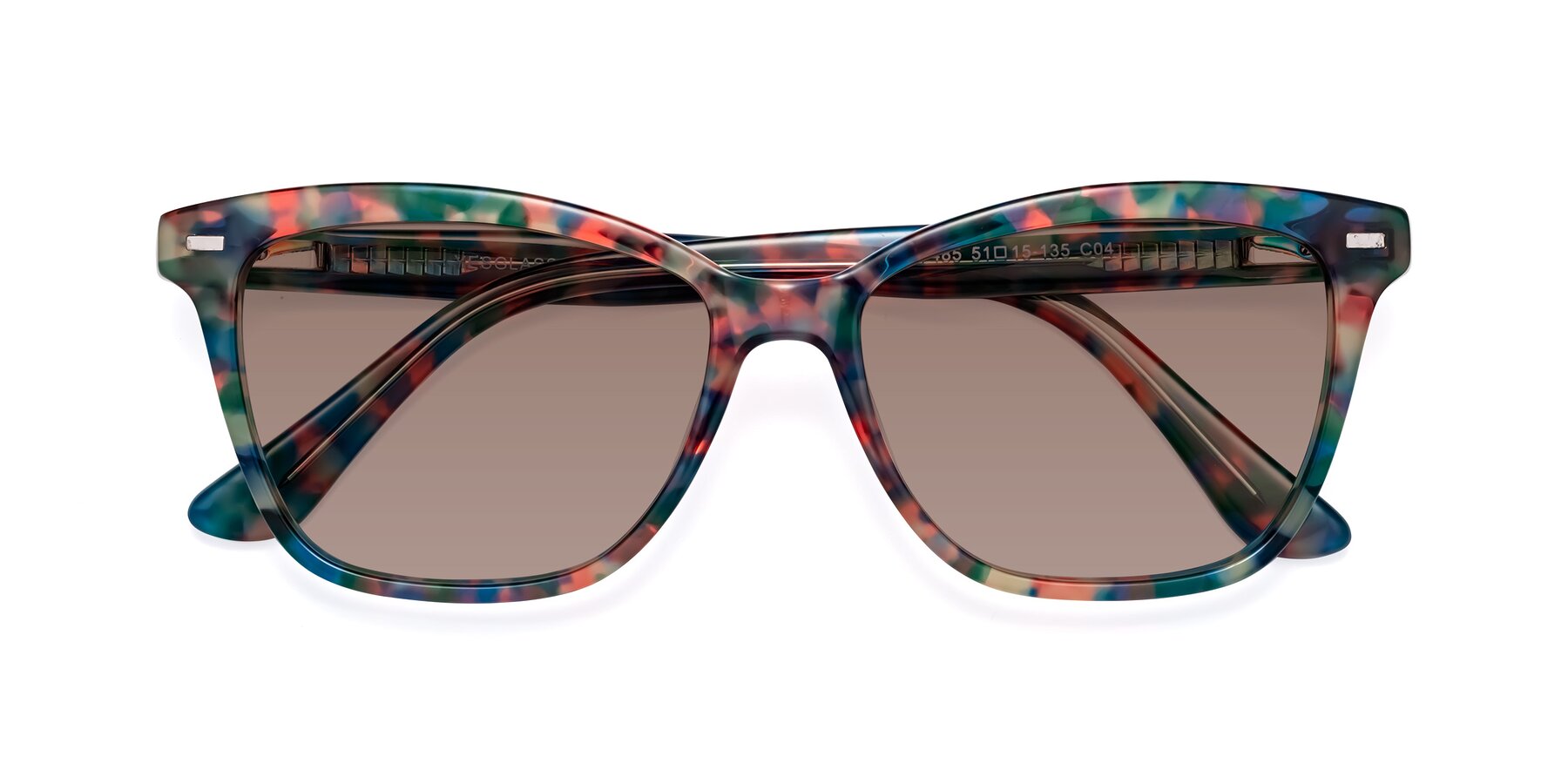 Folded Front of 17485 in Floral Tortoise with Medium Brown Tinted Lenses
