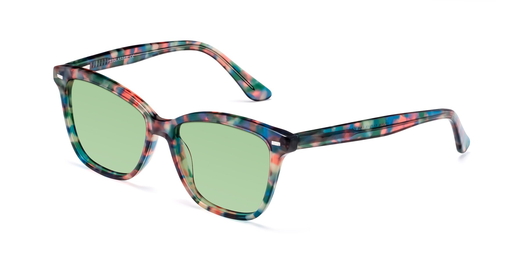 Angle of 17485 in Floral Tortoise with Medium Green Tinted Lenses