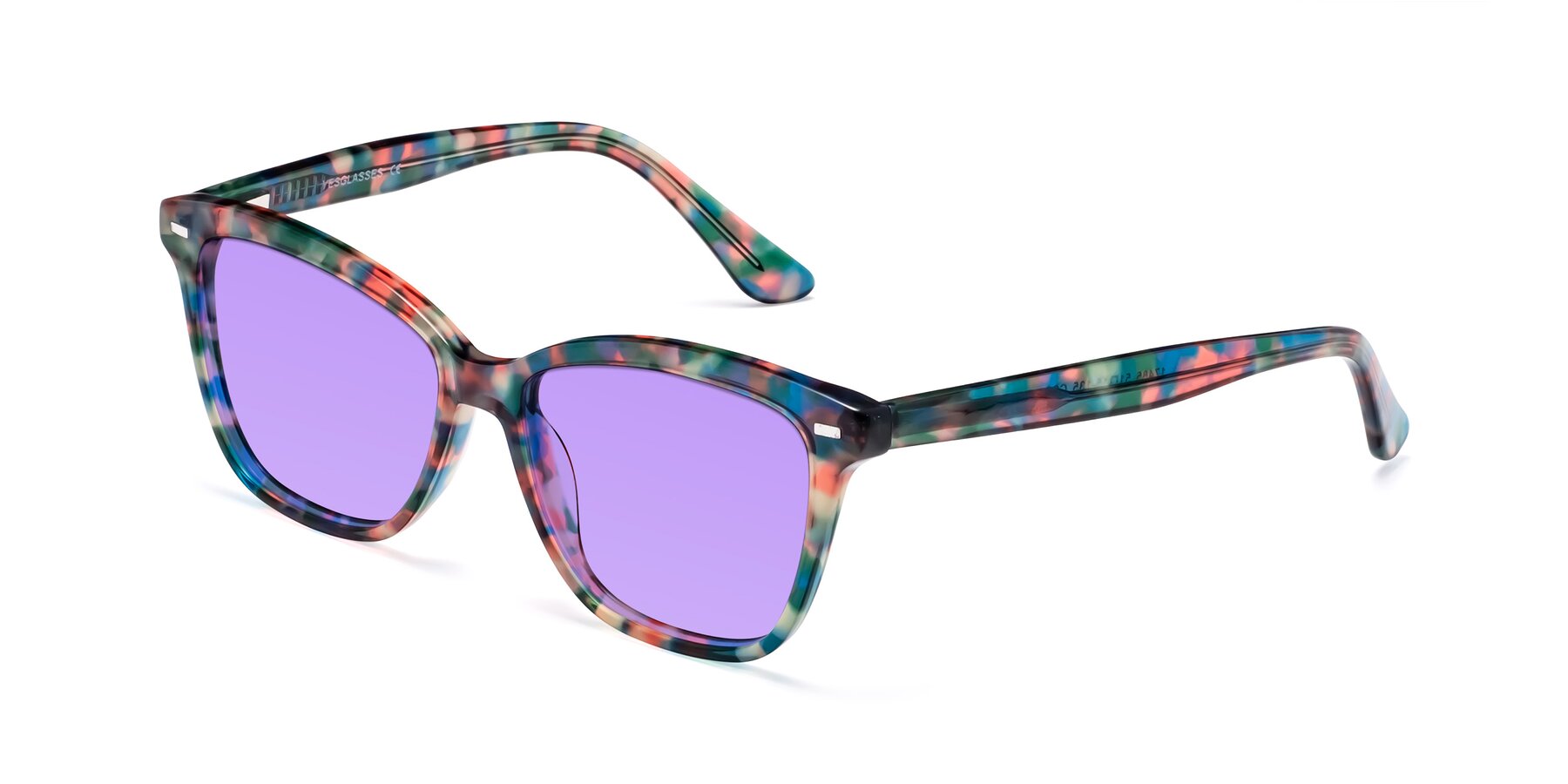 Angle of 17485 in Floral Tortoise with Medium Purple Tinted Lenses